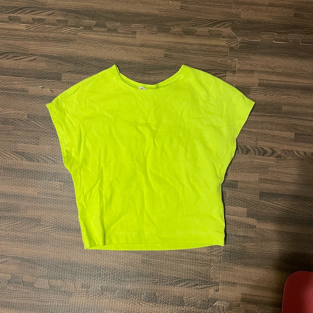 Zara Yellow Boxy Cap Sleeve T-Shirt